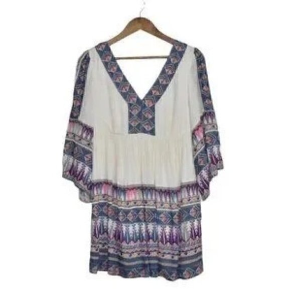 Free People Boho Peasant Flowy Tunic Mini Dress Size XS - Picture 1 of 9